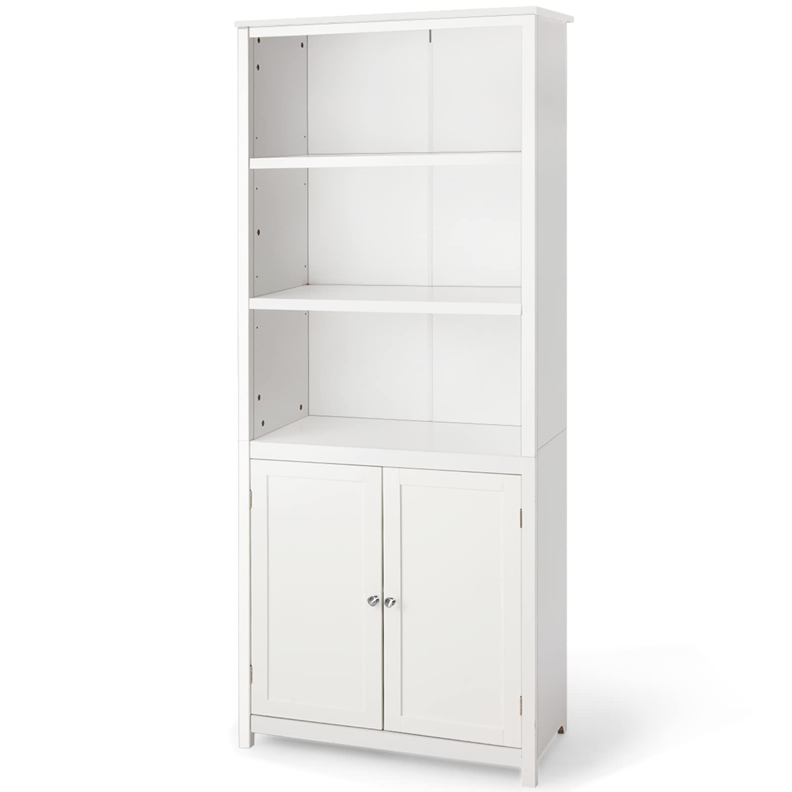 Bibliothèque Tangkula avec portes, étagère à 3 niveaux ouverte